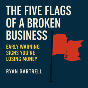 Torn red flag illustration representing the five early warning signs of a broken business