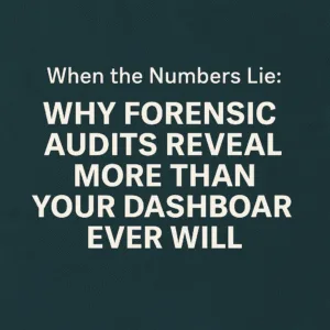 Digital carousel showing the contrast between business dashboards and hidden operational waste, highlighting the value of forensic audits